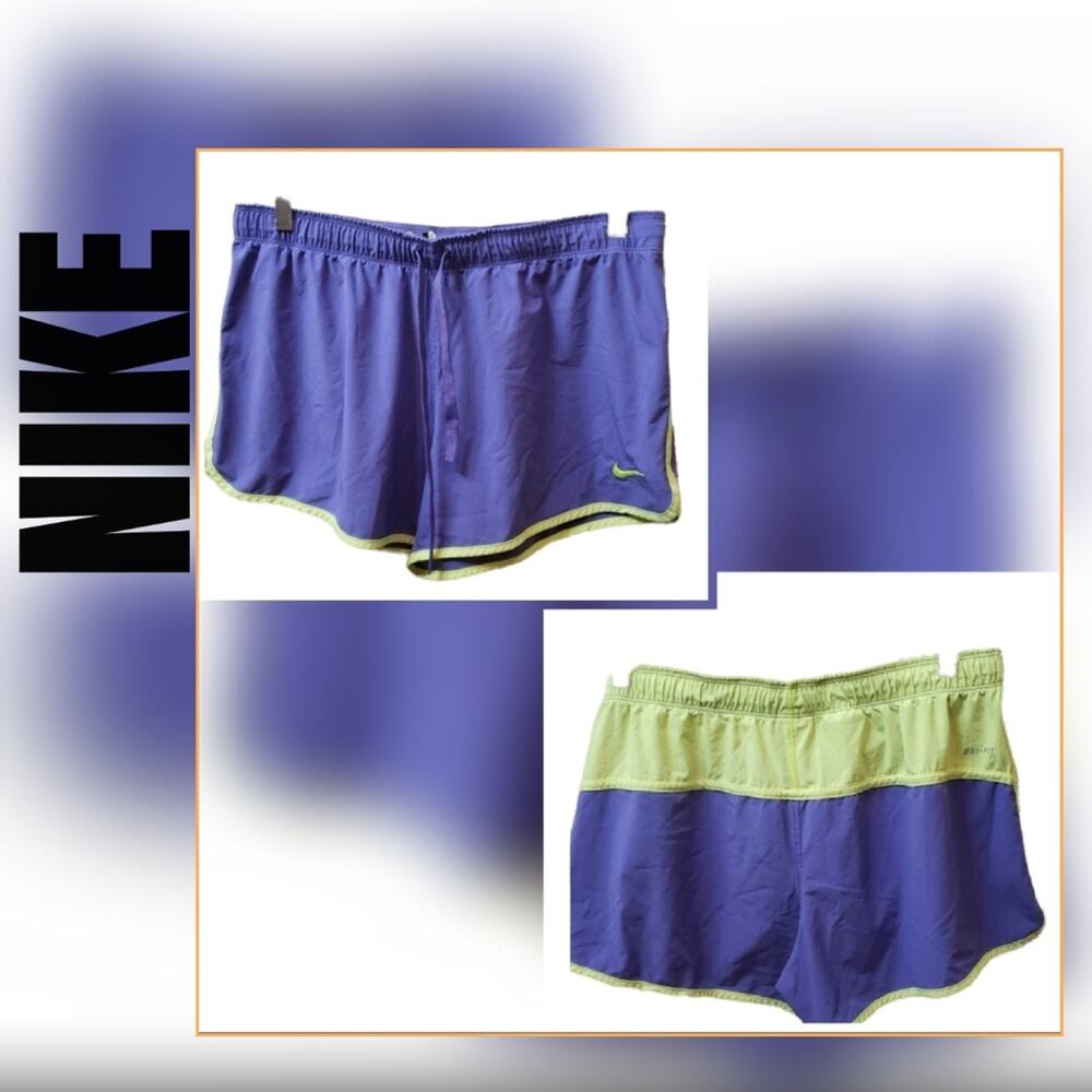 .Nike Dry Fit Running Shorts Size L, Purple, Chartreuse Color